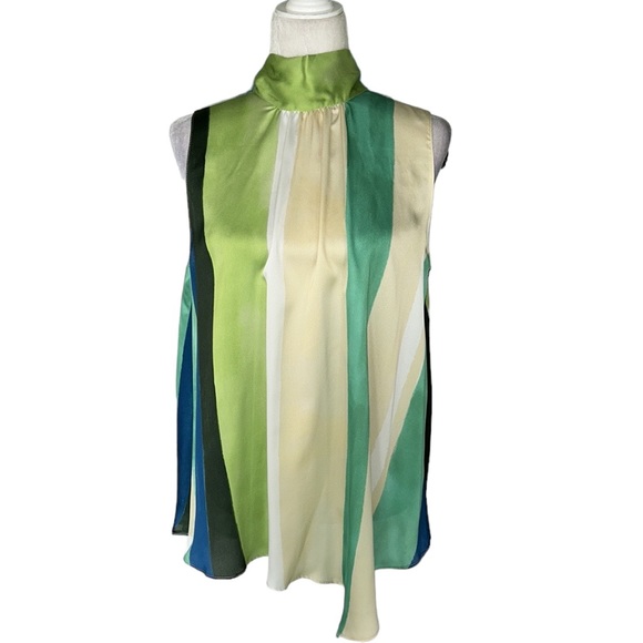 Zara Satin Striped Back Tie Bow Blogger’s Favorite Sleeveless Tunic Tank Top - M - Picture 7 of 16